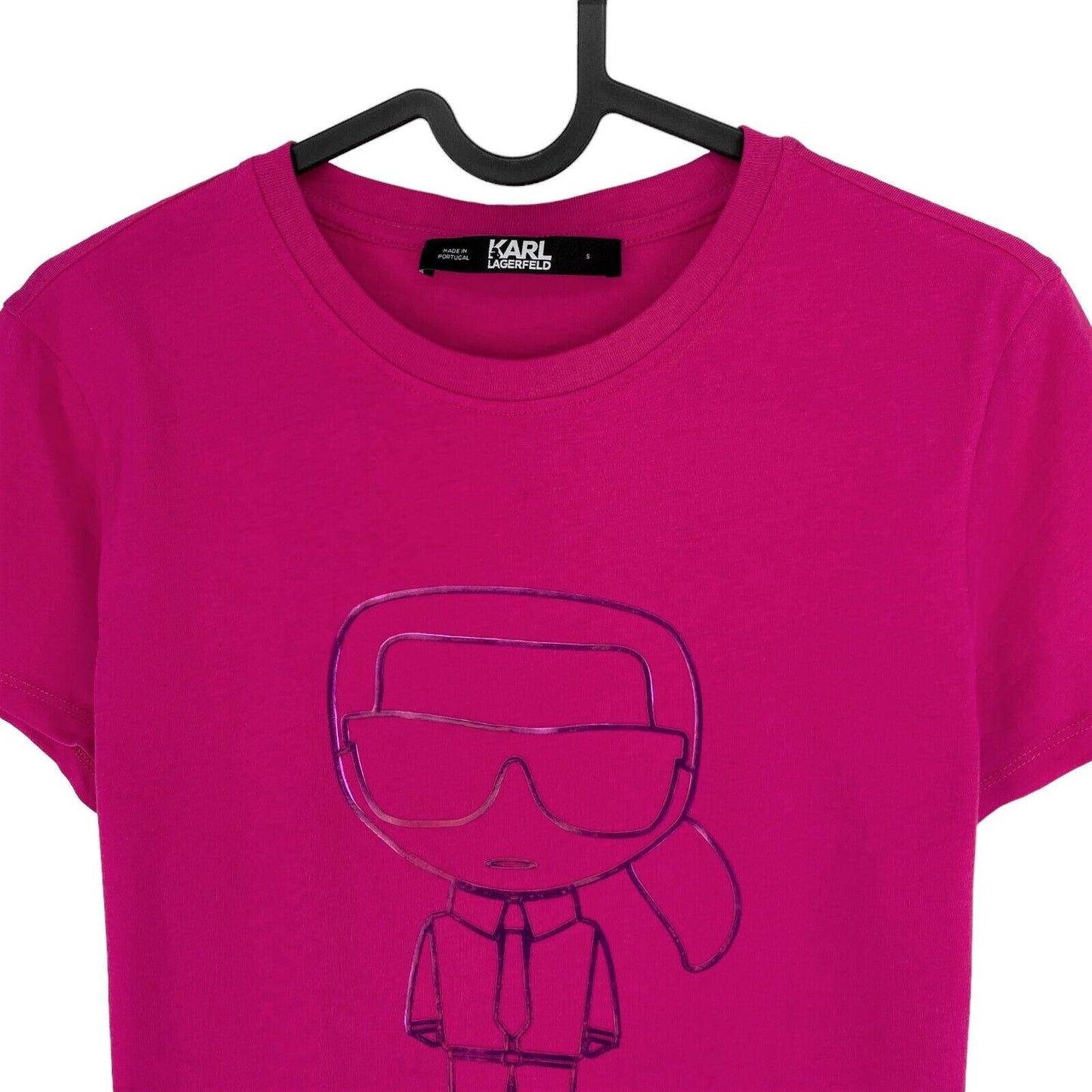 Karl Lagerfeld Pink Ikonik Karl Outline Crew Neck T Shirt Size S