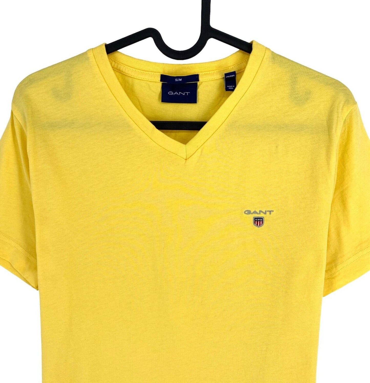 GANT Men Yellow Original Slim Fit V Neck Short Sleeves T Shirt Size S