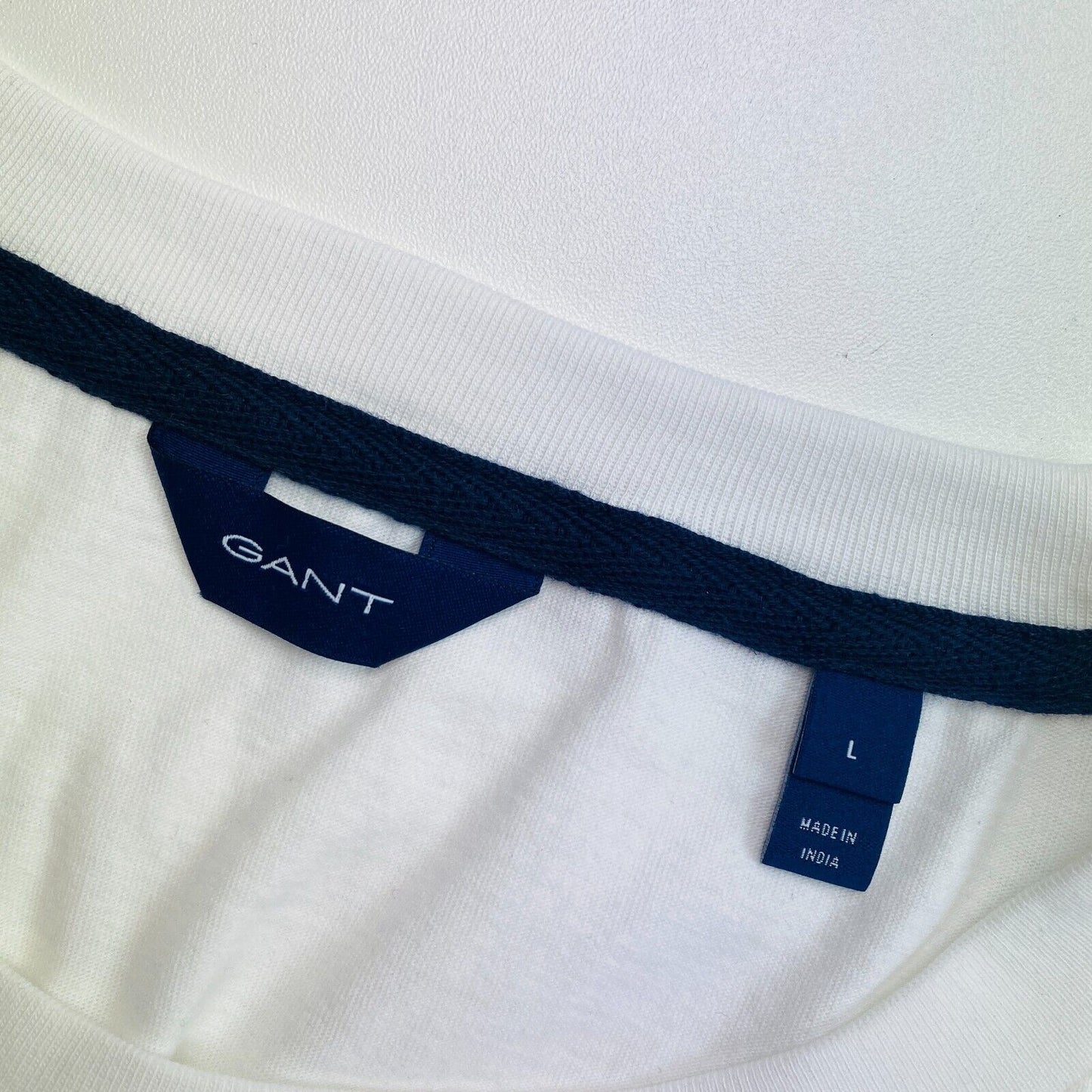 GANT White Logo Crew Neck T Shirt Size L