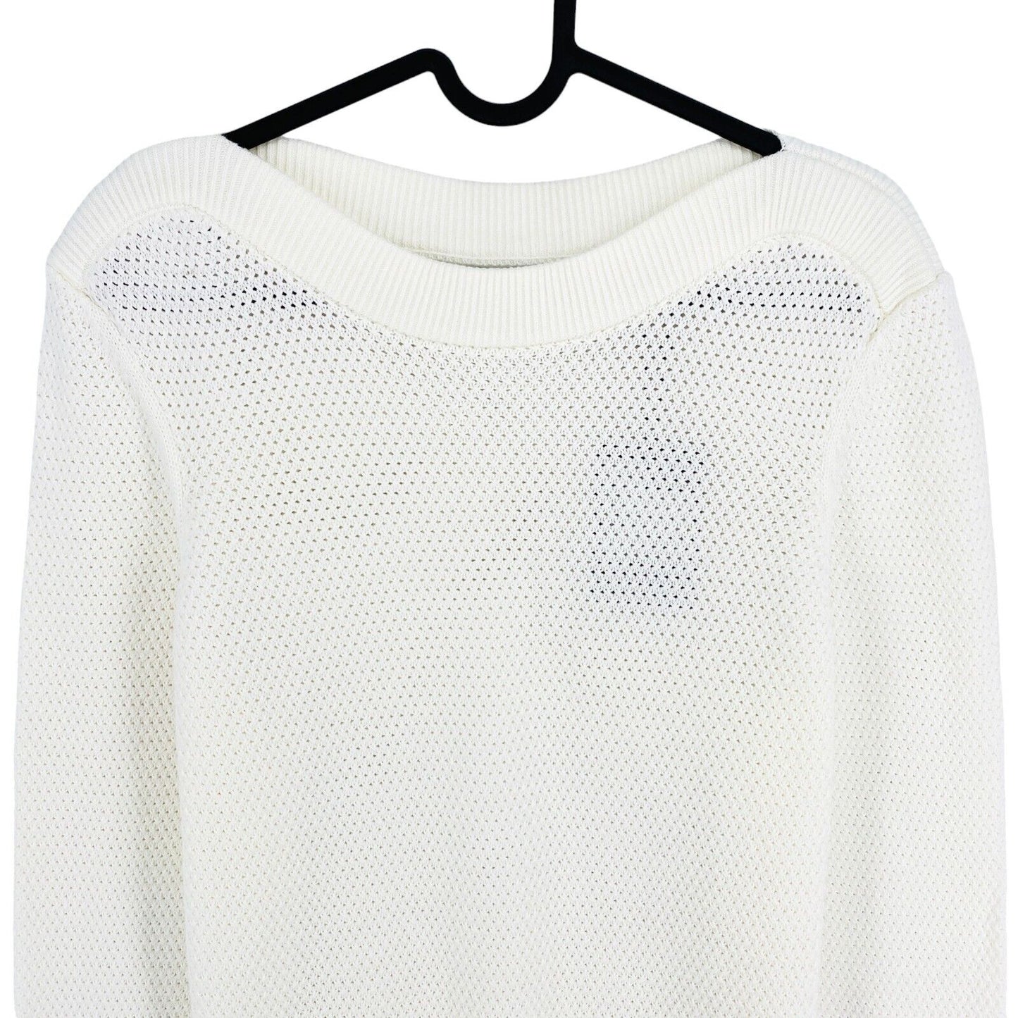 GANT White Cotton Texture Boat Neck Jumper Sweater Size S