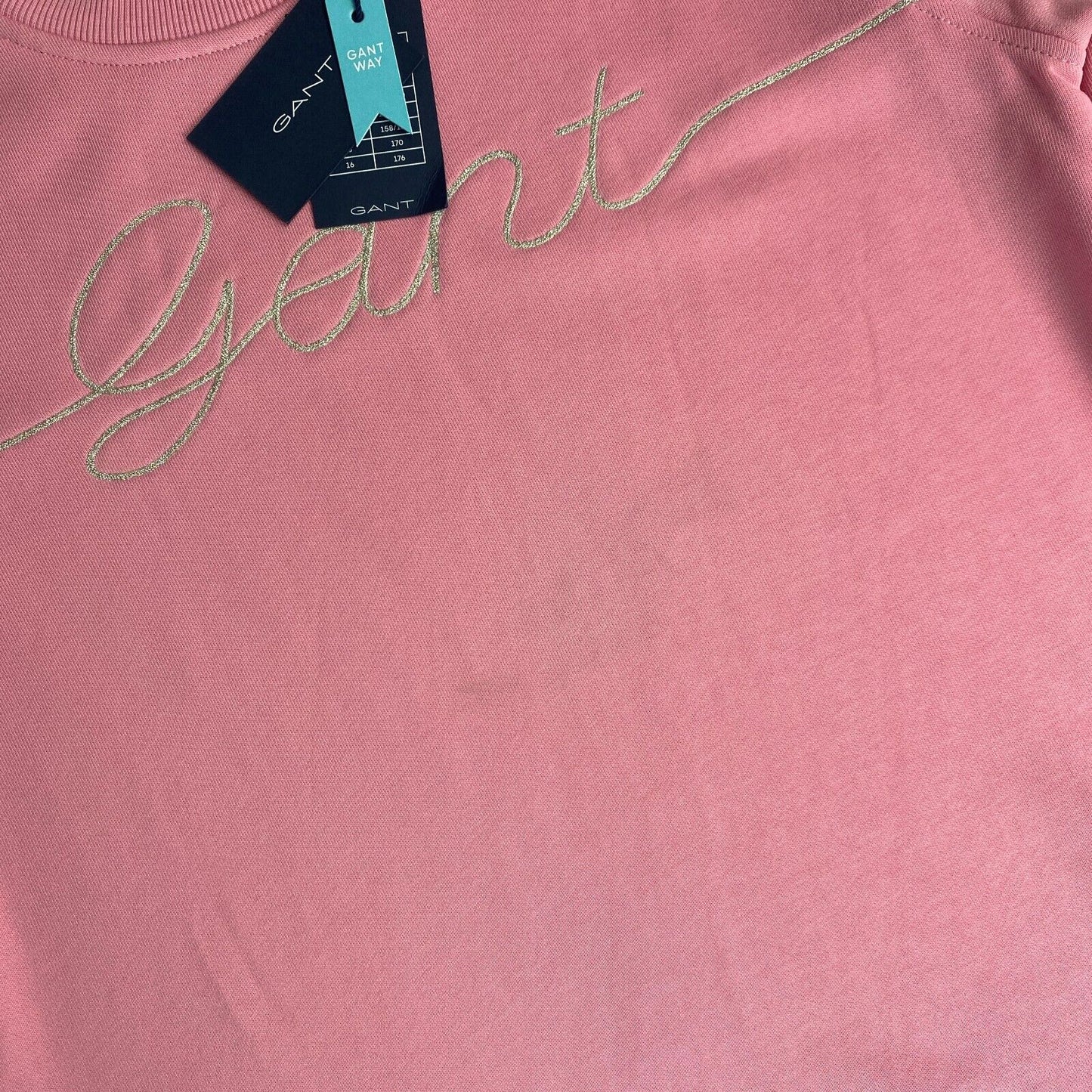 GANT Pink Script Logo Crew Neck Sweater Jumper Size 13-14 Years 158/164 cm