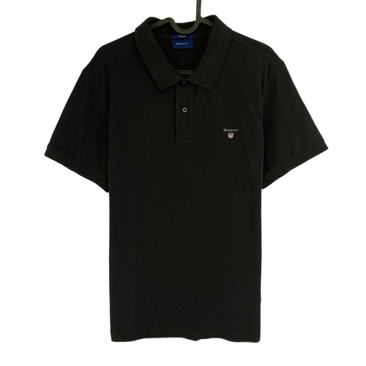 GANT Men Black Original Regular Short Sleeves Pique Rugger Polo Shirt Size L