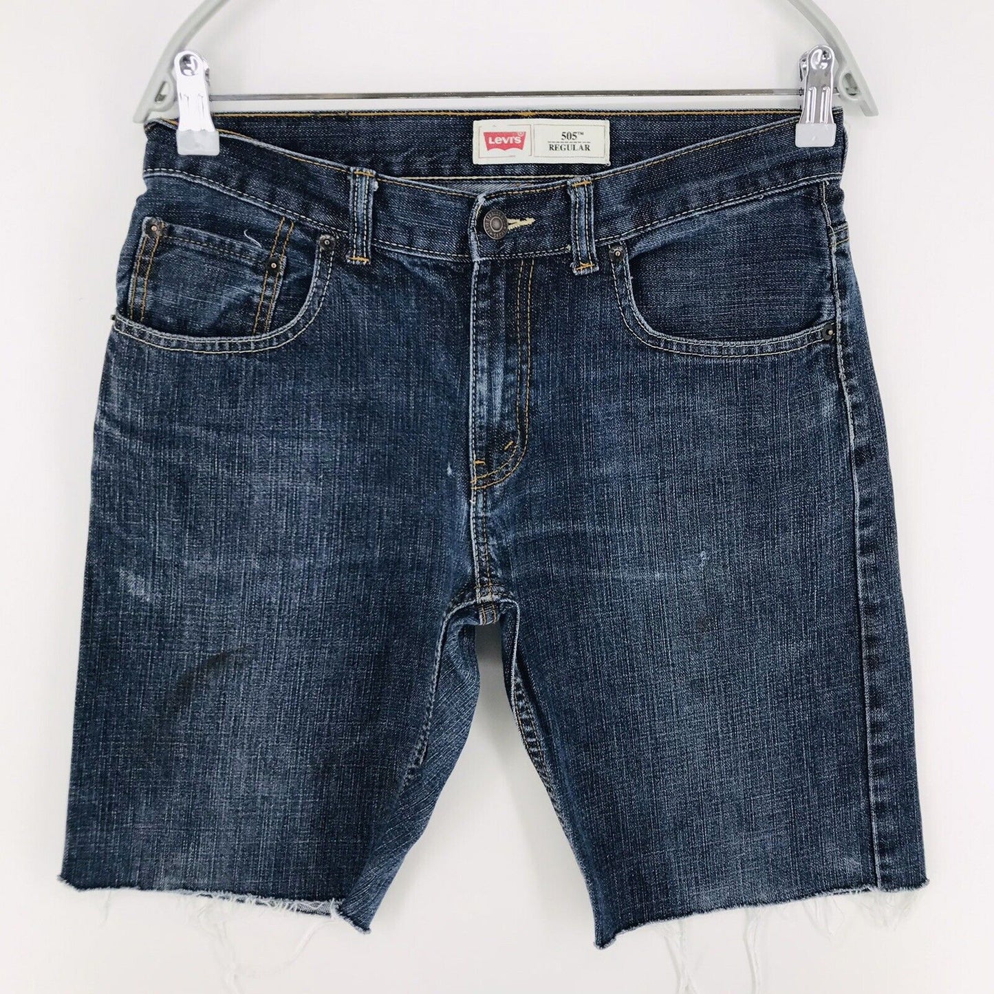 Vintage Levi's 505 Custom Made Dark Blue Regular Fit Cut-Off Denim Shorts W30