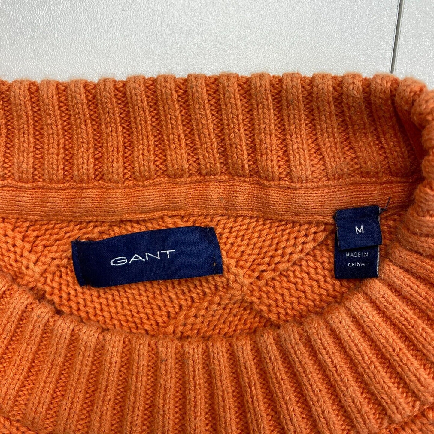 GANT Orange Weave Knit Crew Neck Sweater Jumper Size M