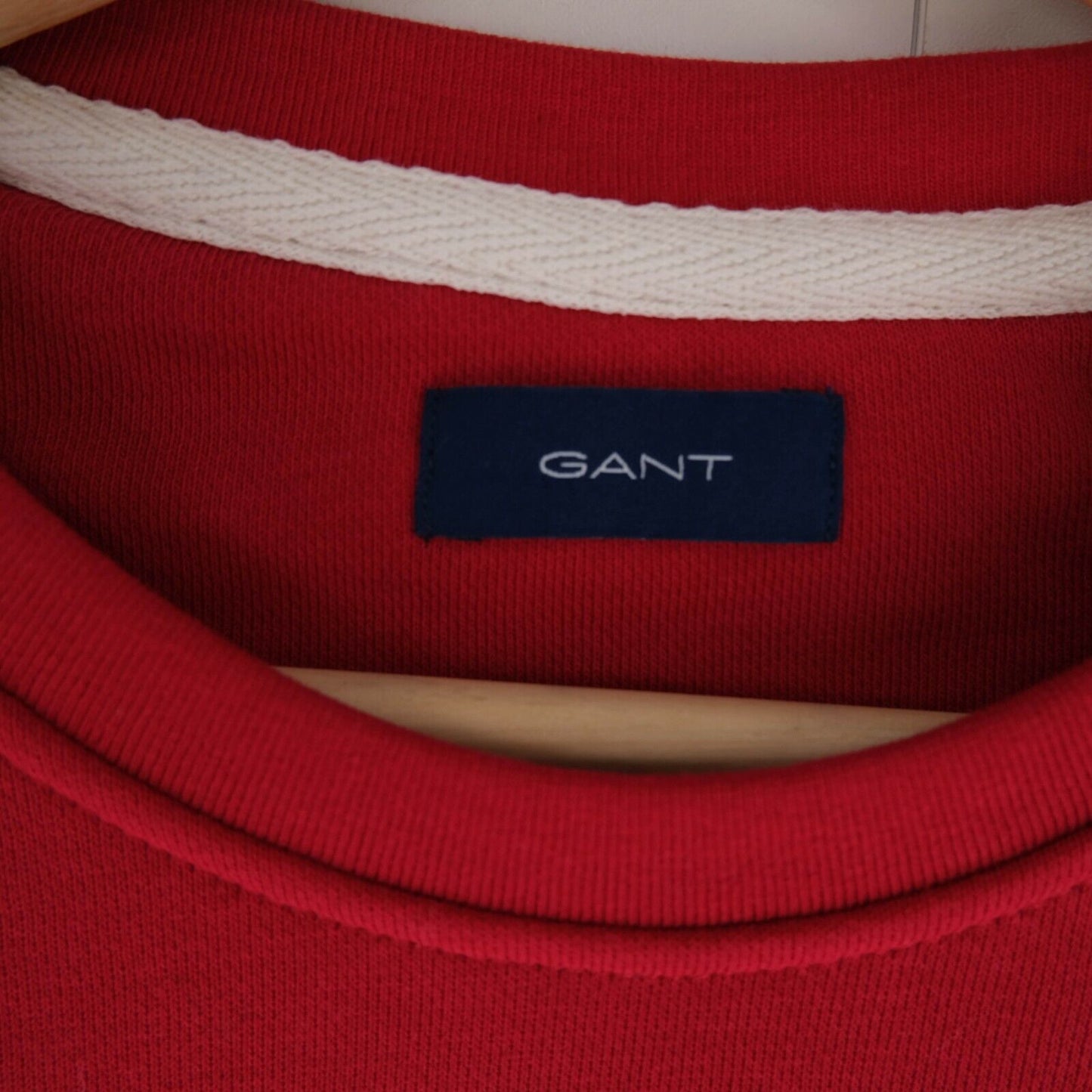 GANT Red Crew Neck Cotton Blend Shield Logo Sweatshirt Sweater Jumper Size XS