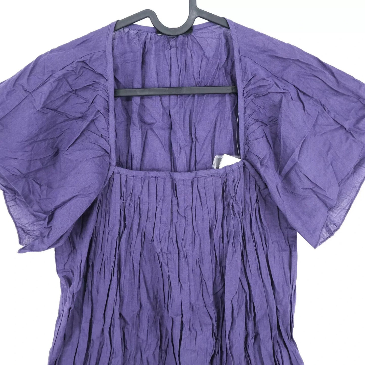 SISLEY Purple Square Neck Crumpled Dress Size S