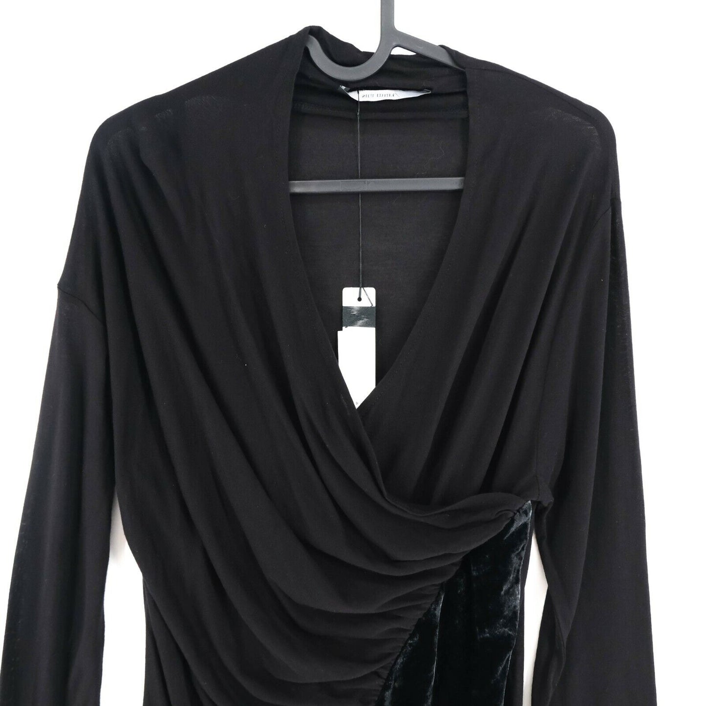 SITA MURT Black V Neck Long Sleeves Pleated Dress Size M