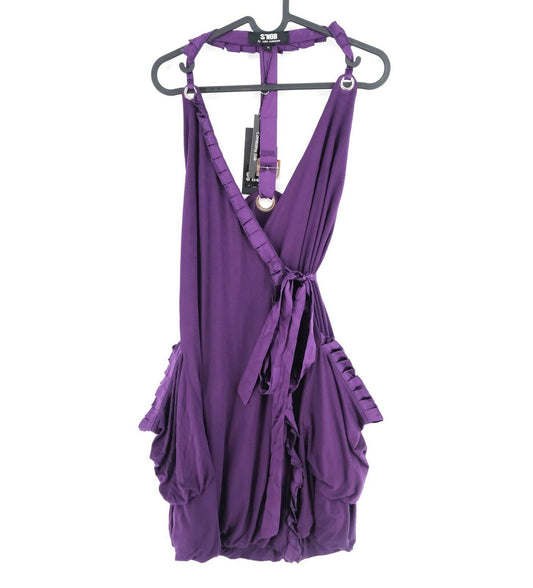 S`NOB Purple V Neck Wrap Up Dress Size S M