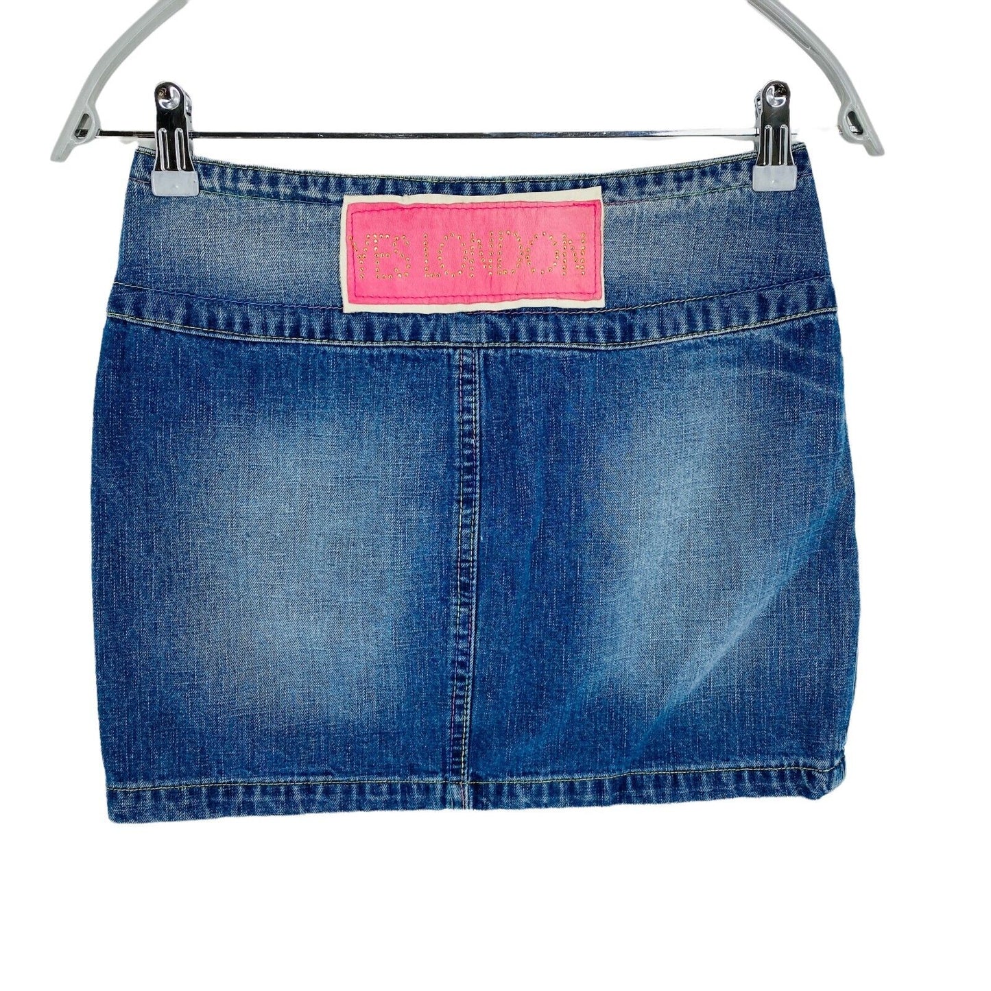 YES LONDON Blue 100% Cotton Straight Denim Skirt Size EU 40 UK 12 US 10