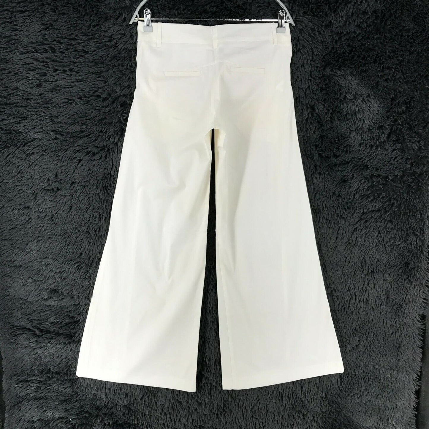 ROSSODISERA Women White Stretch Loose Bootcut Fit Trousers Size M W30