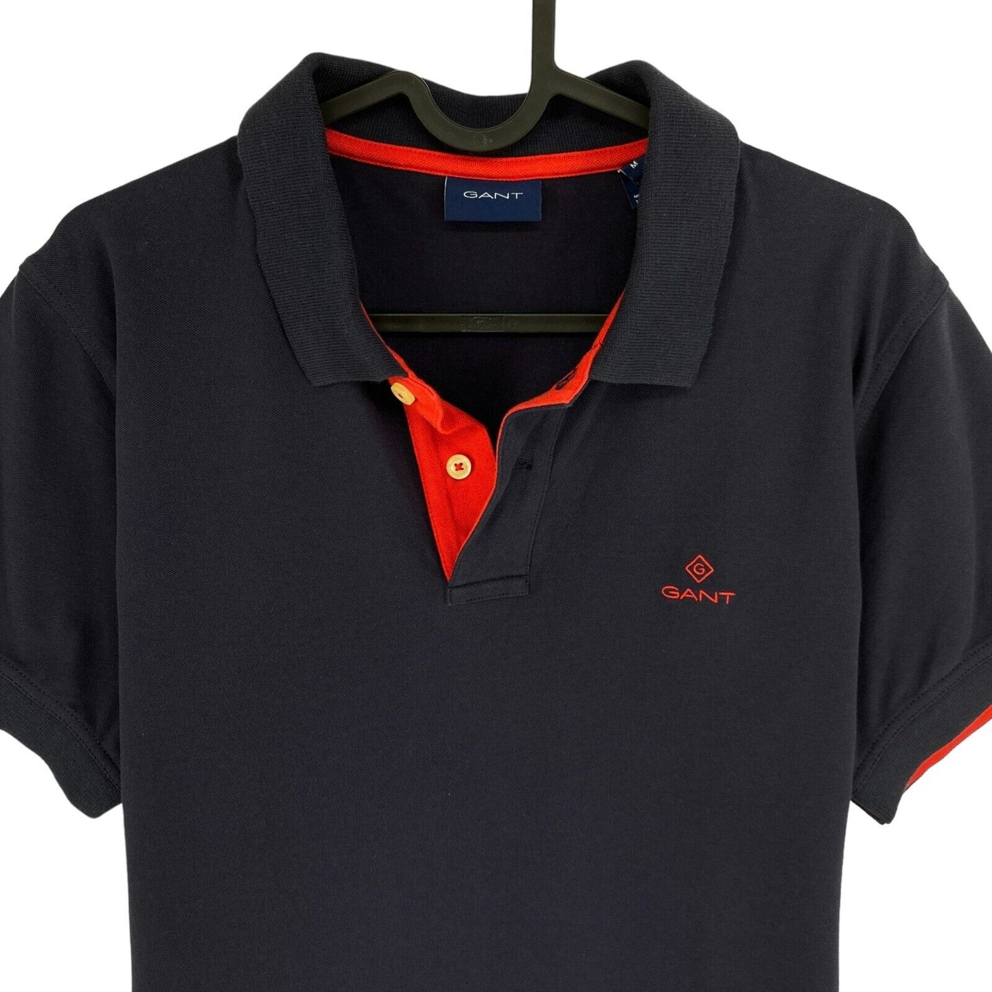 GANT Navy Blue Contrast Collar Pique Rugger Polo Shirt Size M