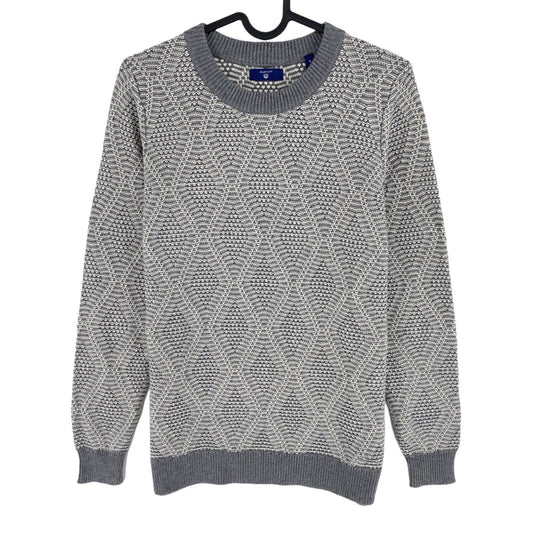 GANT Grey Cotton Wool Argyle Crew Neck Sweater Jumper Size S