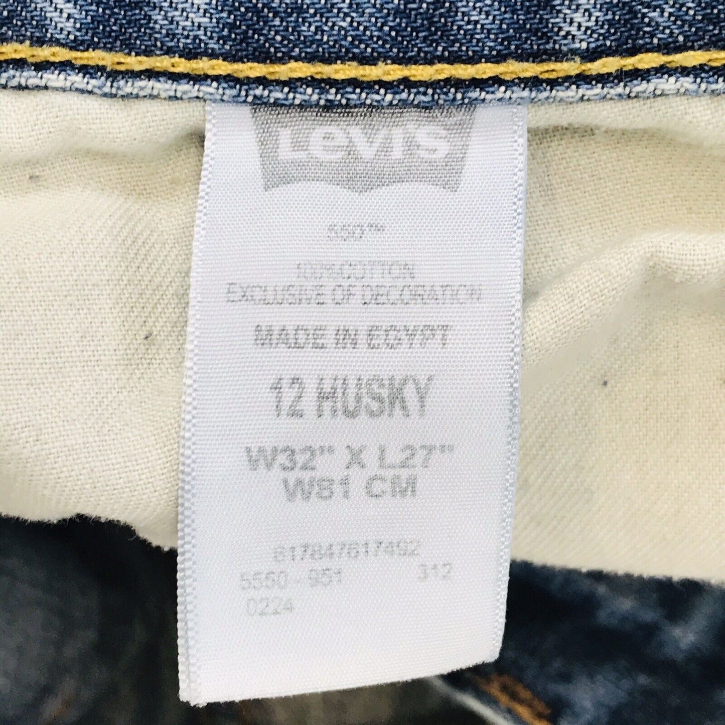 Vintage Levi's 550 Boys Blue Relaxed Straight Fit Jeans 12 H / W32 L27