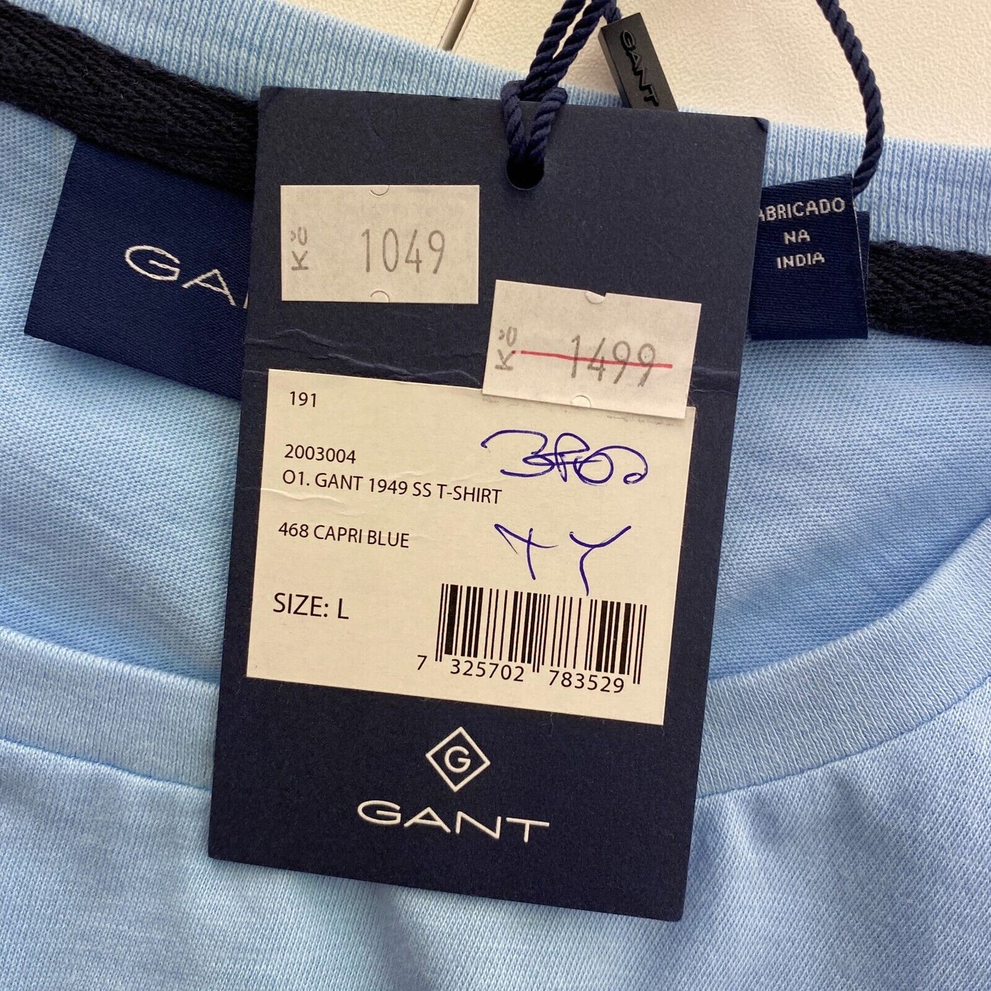 GANT Light Blue 1949 Crew Neck T-Shirt Size L