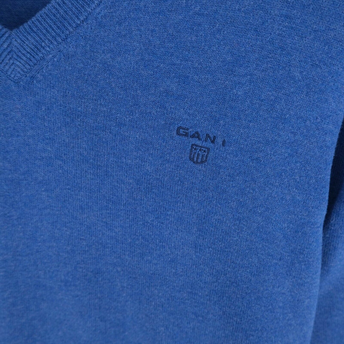 GANT Blue V Neck Premium Cotton Sweater Jumper Size L