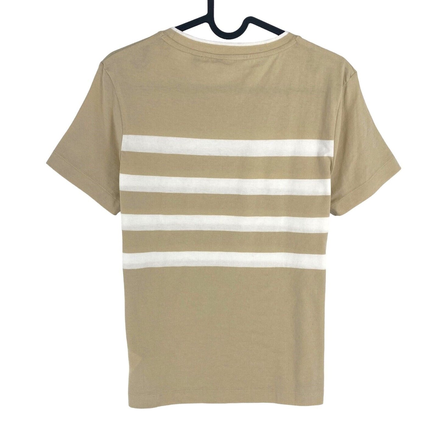 GANT Women Beige Printed Striped Crew Neck Short Sleeve T Shirt Size S