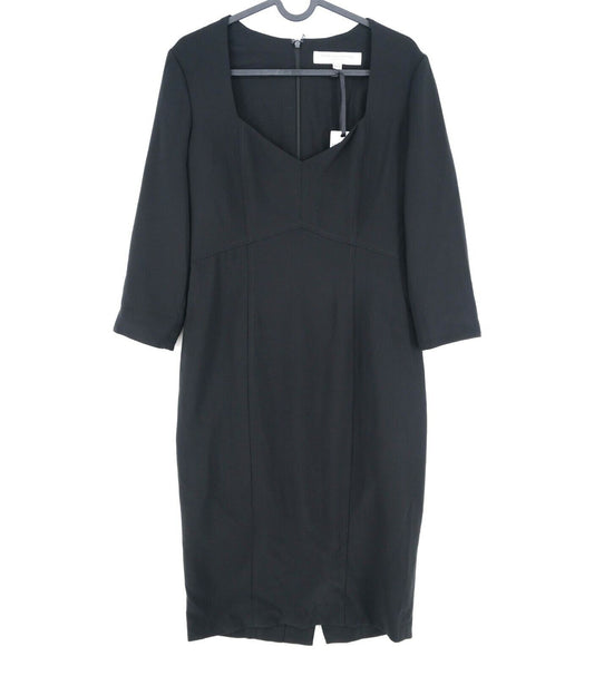 RRP €195 FRENCH CONNECTION Black V Neck Long Sleeves Dress Size 12 - M