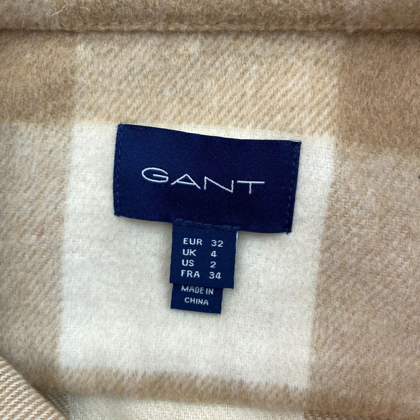 GANT Light Brown Relaxed Check Over Shirt Size EU 32 UK 4 US 2