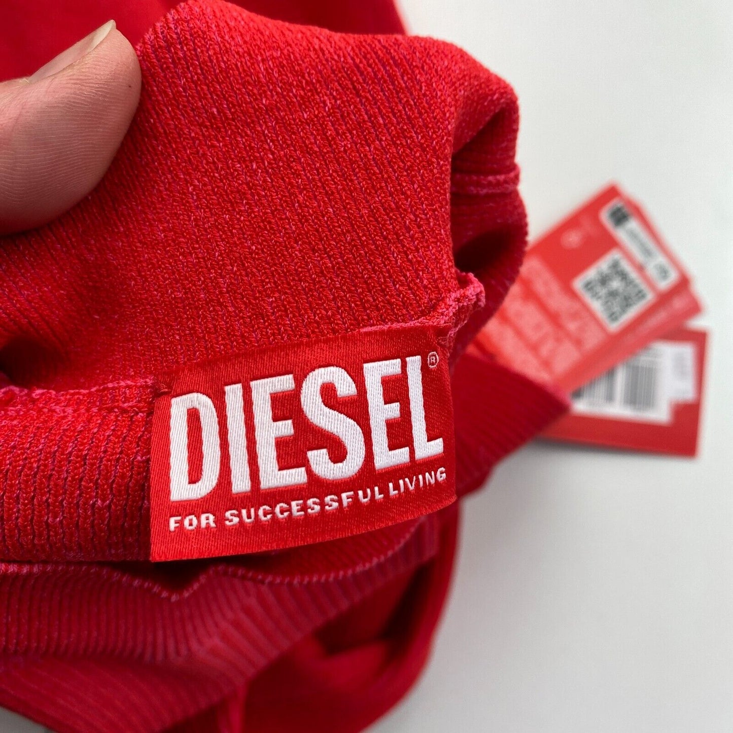 DIESEL Women Red M_ONERVA With Cut Out Logo Plaque Mock Neck Dress Size S