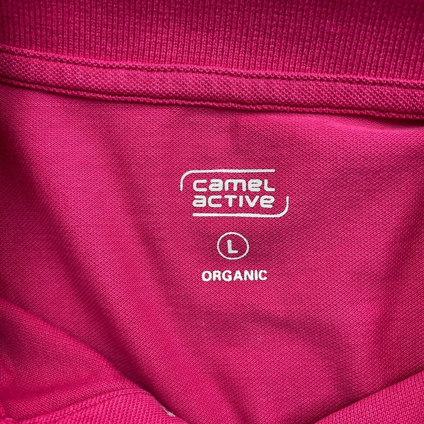 Camel Active Women Dark Pink Solid Short Sleeves Pique Polo Shirt Size L