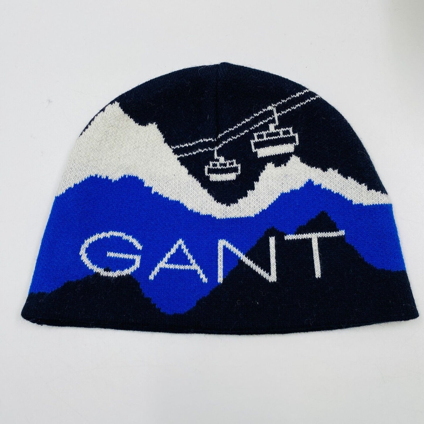 GANT Unisex Kids Blue Cotton Wool Blend Beanie Winter Hat One Size