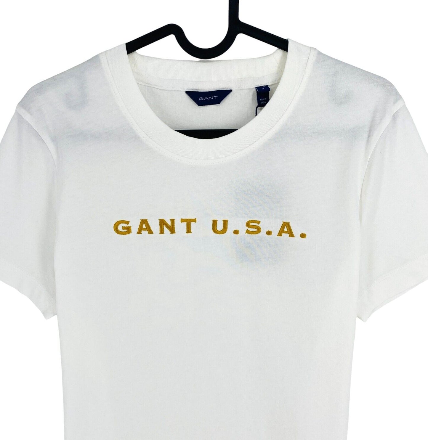 GANT Women White Logo Crew Neck Short Sleeves T Shirt Size S