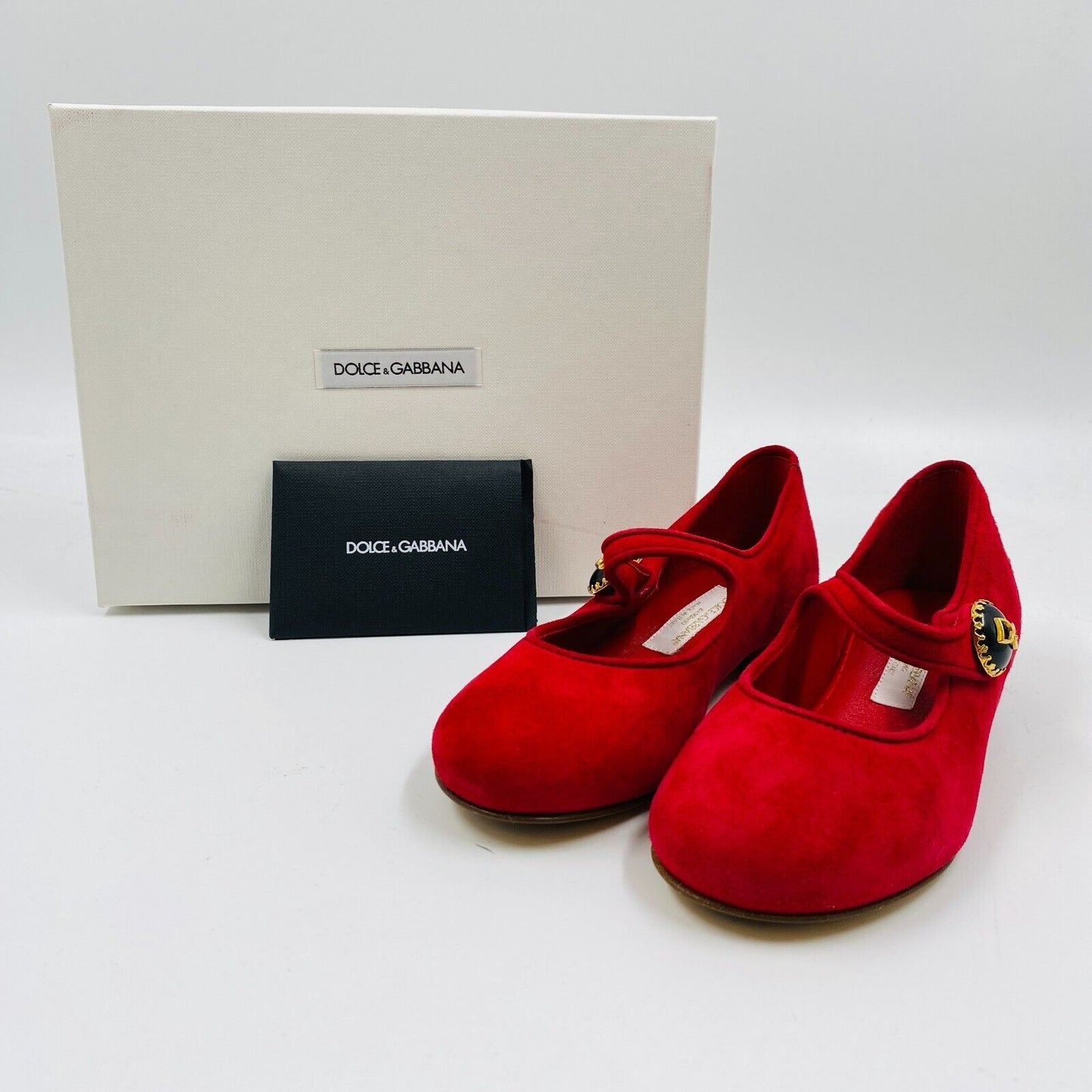 DOLCE&GABBANA Girls Red Suede Leather Low Heel Shoes EU 27 UK 9 US 10