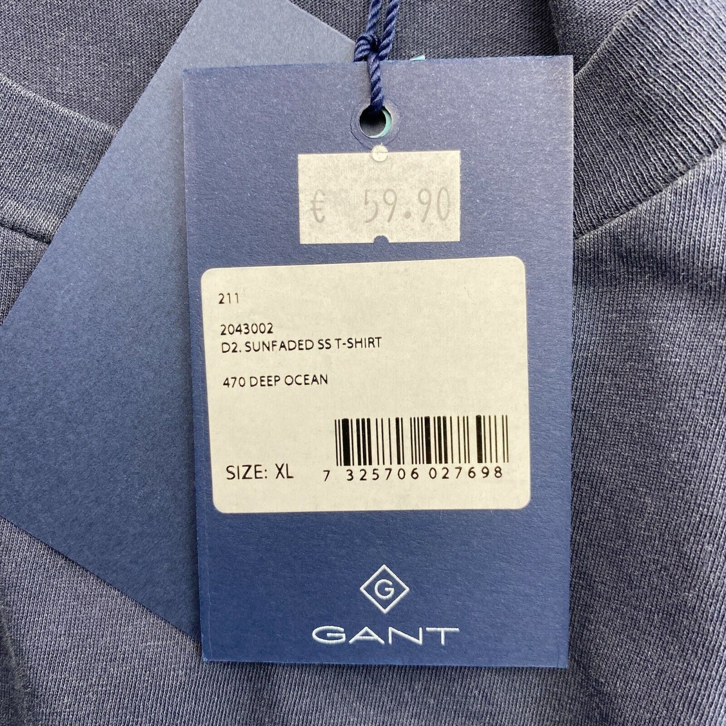 GANT Navy Blue Sun Faded Crew Neck T Shirt Size XL