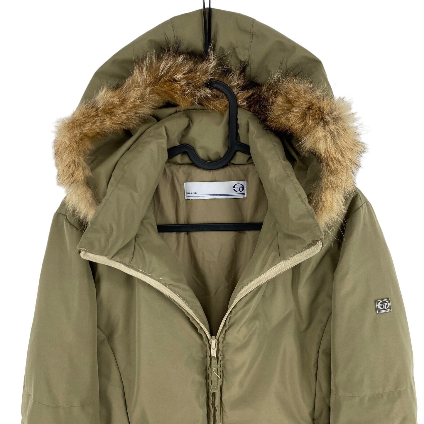 Sergio Tacchini Vert À Capuchon Puffer Jacket Manteau Taille S