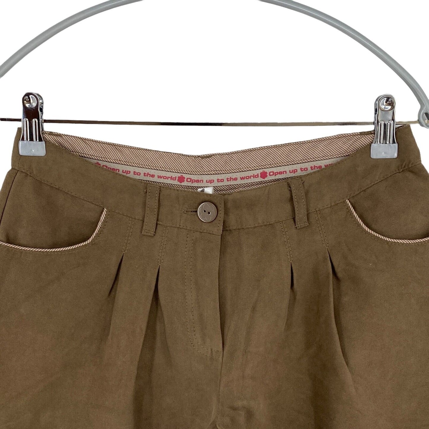 Okaïdi Brown Suede Leather Bermuda Shorts Size 14 Years 156 Cm W27