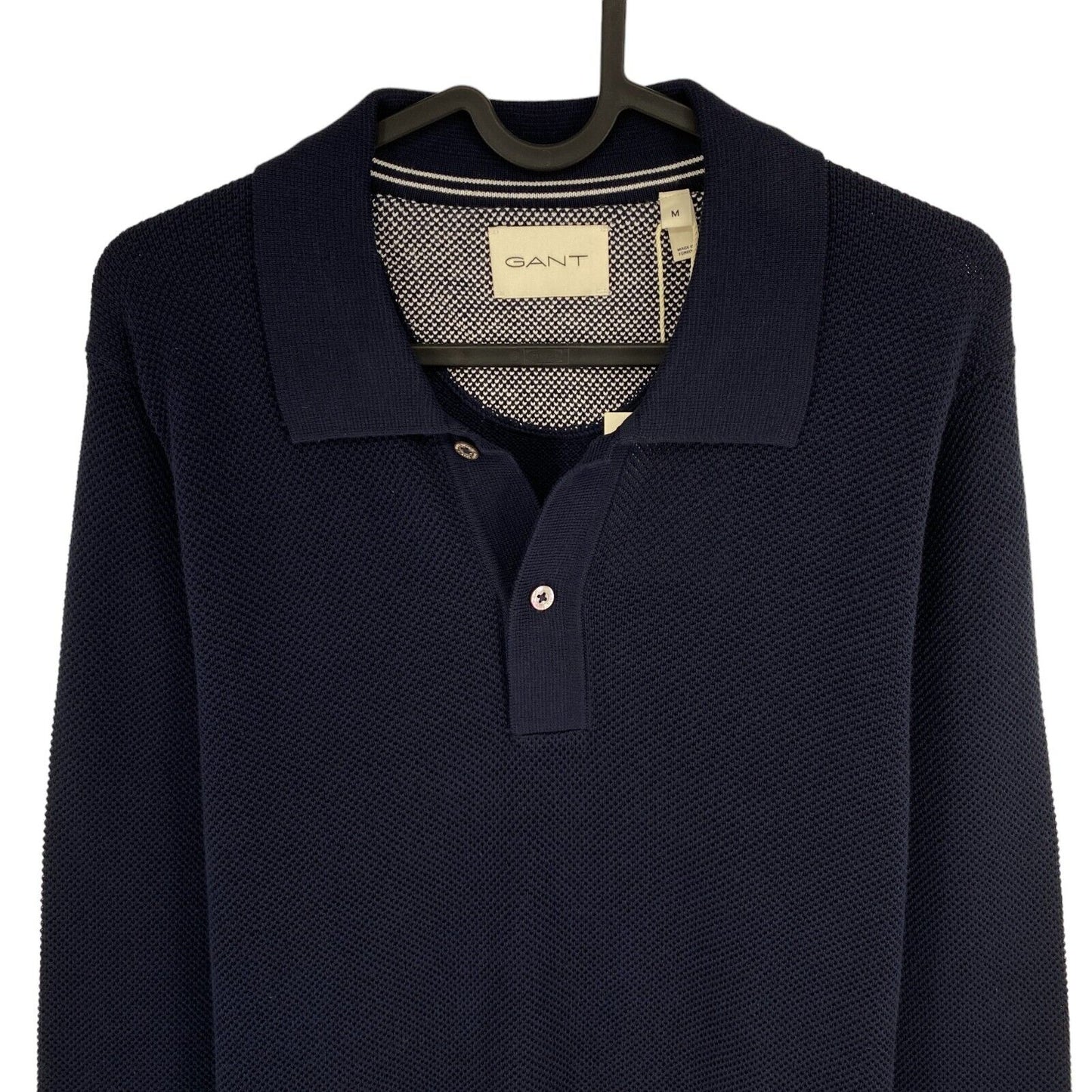 GANT Navy Blue Cotton Pique Polo Jumper Sweater Size M