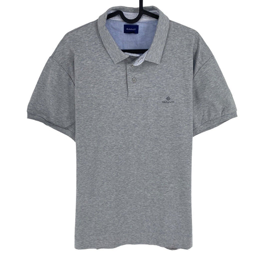 GANT Men Grey Mercerized Jersey Short Sleeve Polo Shirt Size L Short