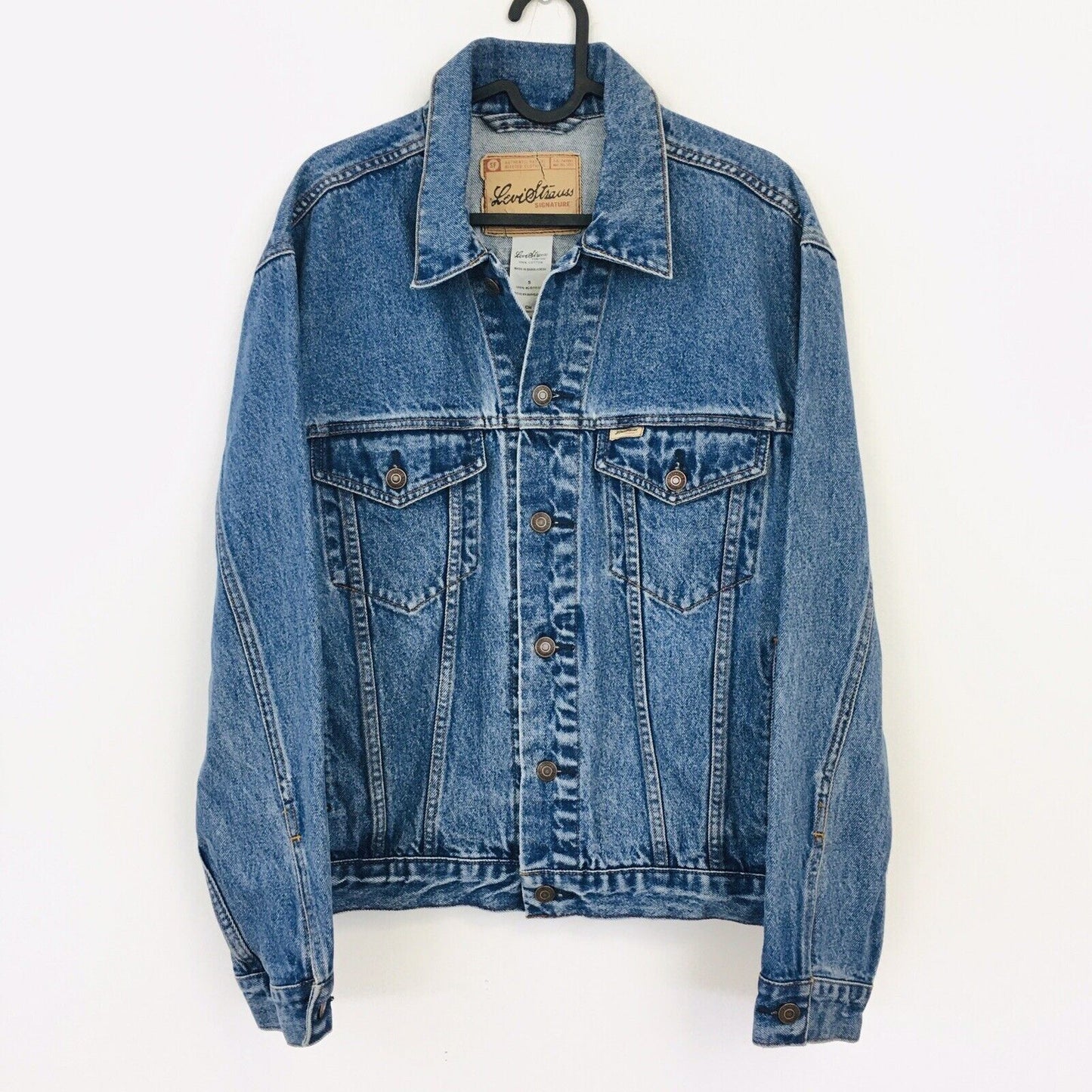 Levi’s Signature Blue Vintage Denim Jeans Rider Trucker Jacket Size S