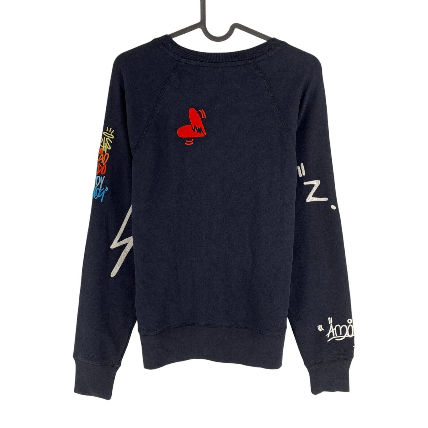 Zadig & Voltaire Women Navy Blue Embroidered Crew Neck Jumper Sweater Size XS