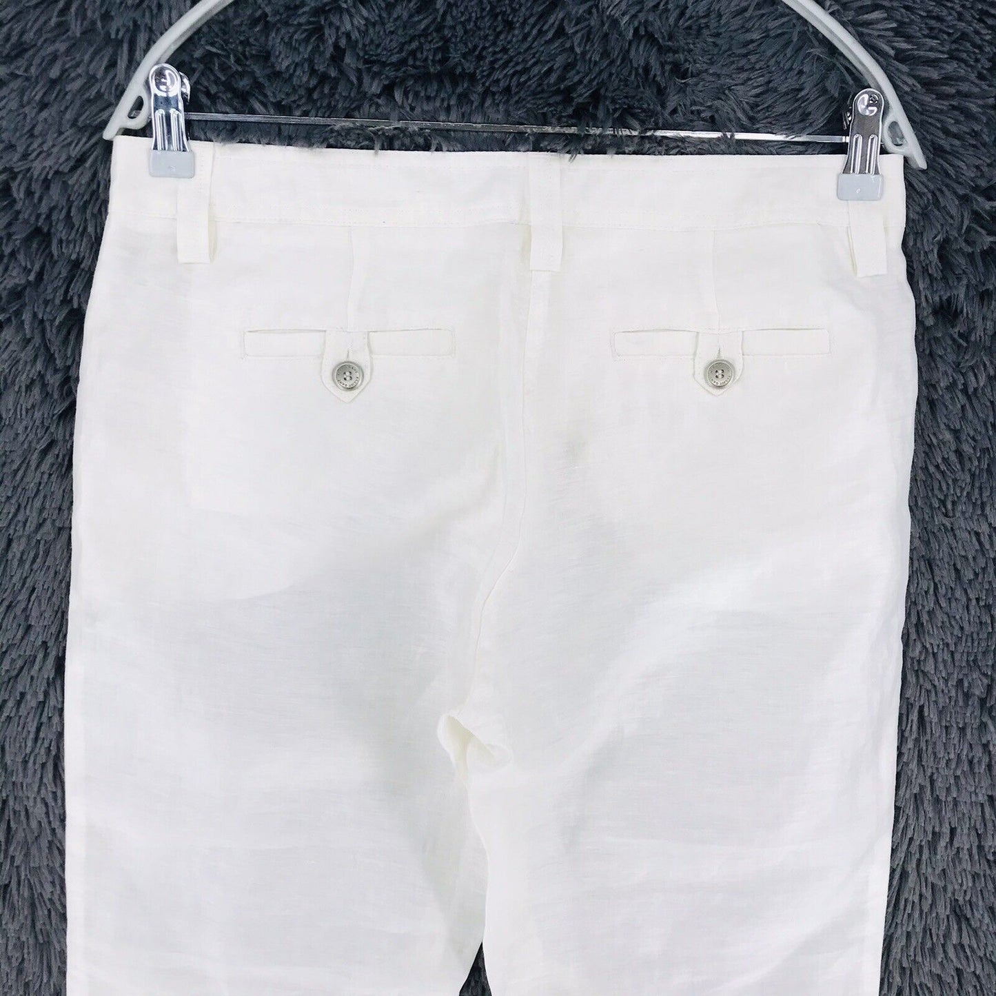 €169 GANT Women Cream White Regular Linen Blend Cropped Pants EUR 38 US 8 UK 12