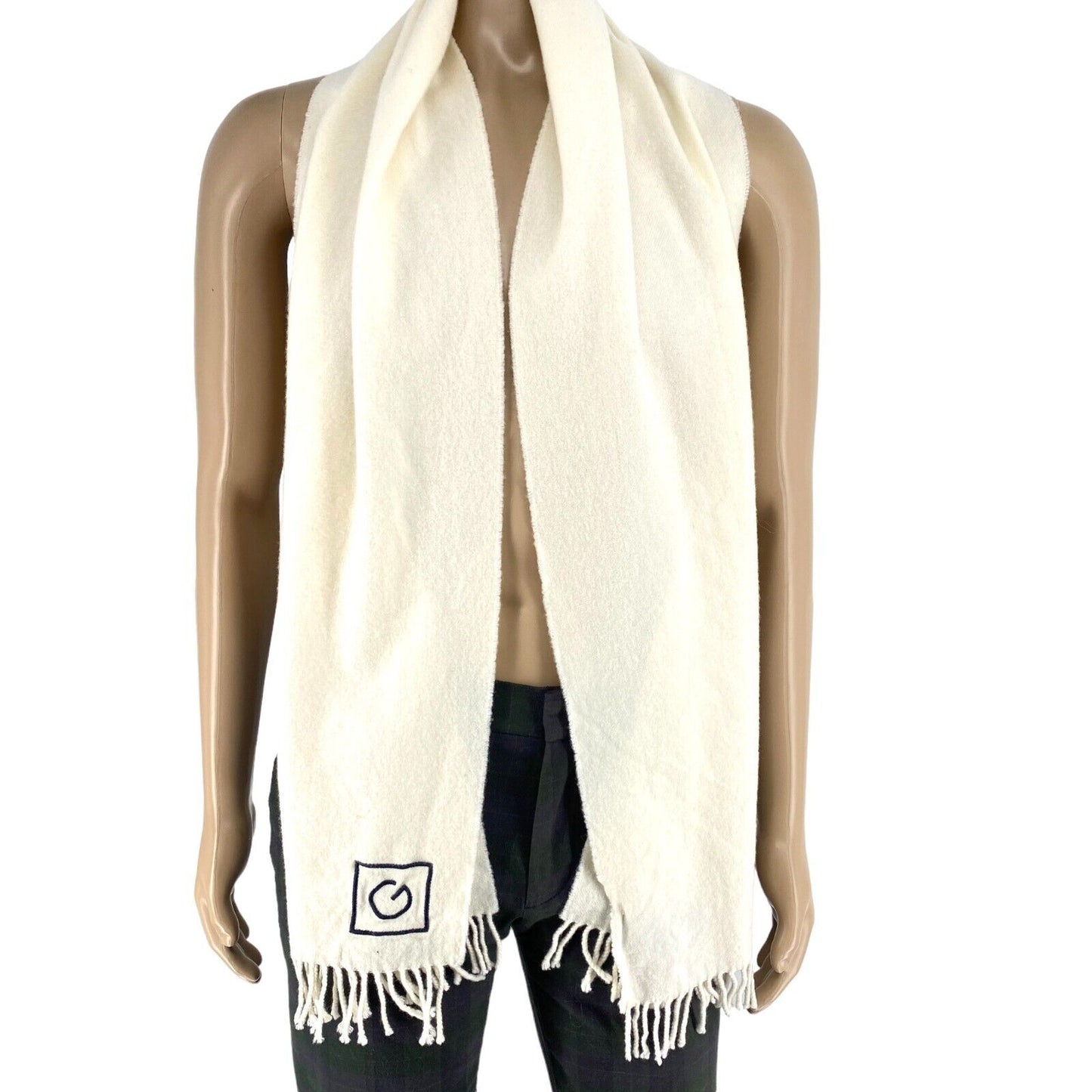 GANT White Solid Wool Scarf Shawl