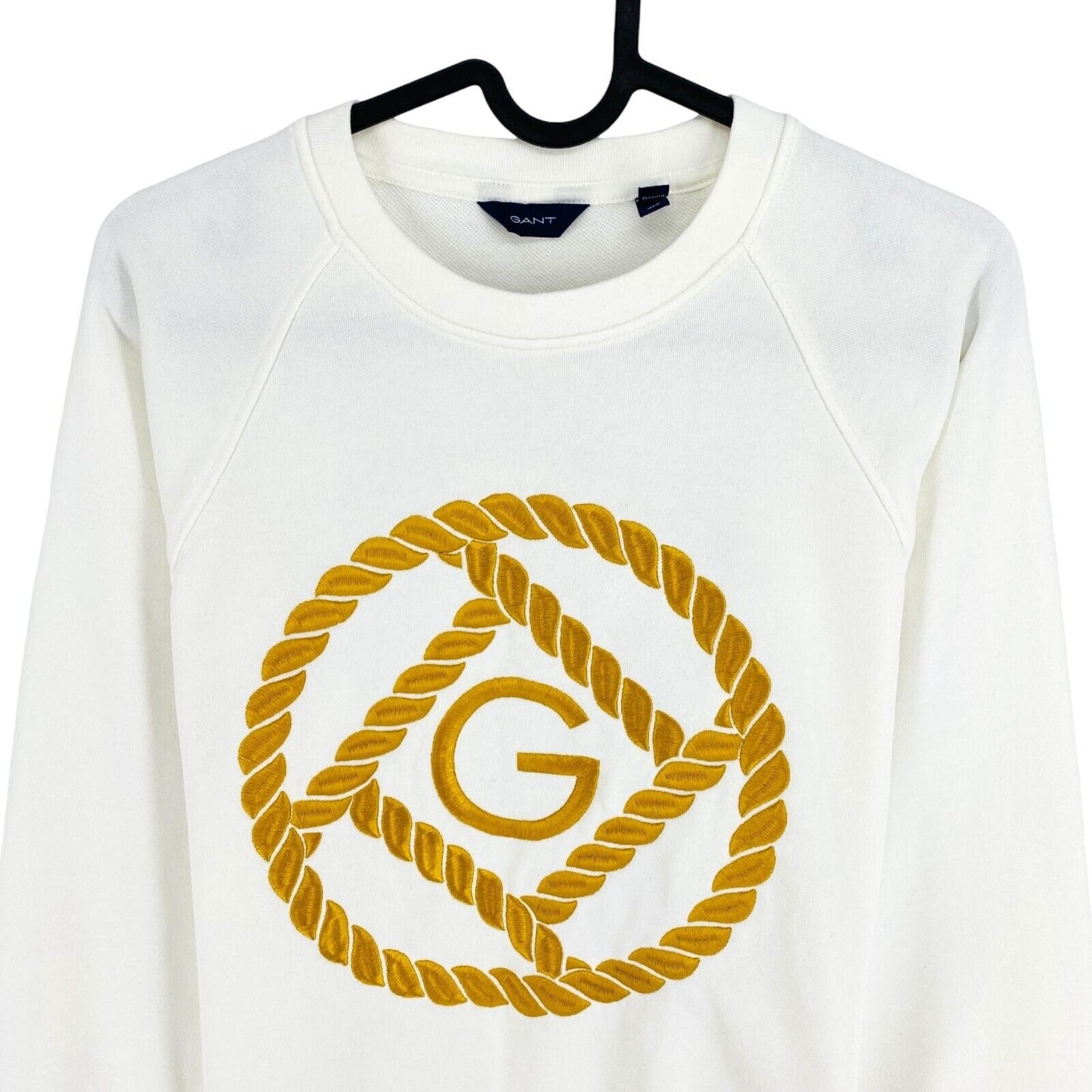 GANT Weißer Pullover mit Rundhalsausschnitt und Seilsymbol, Größe XS