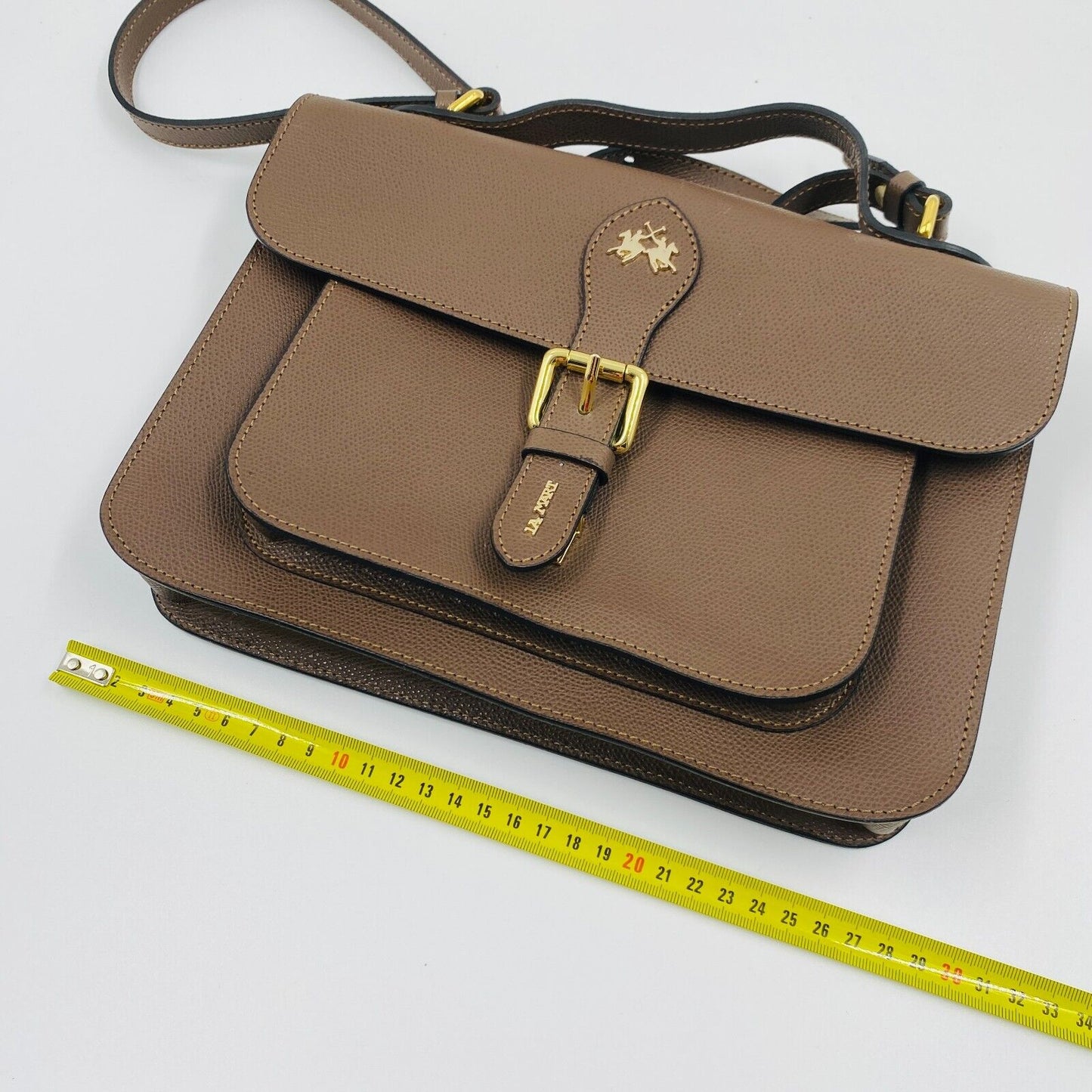 La Martina  Brown 100% Leather Shoulder Bag Cross Body Bag