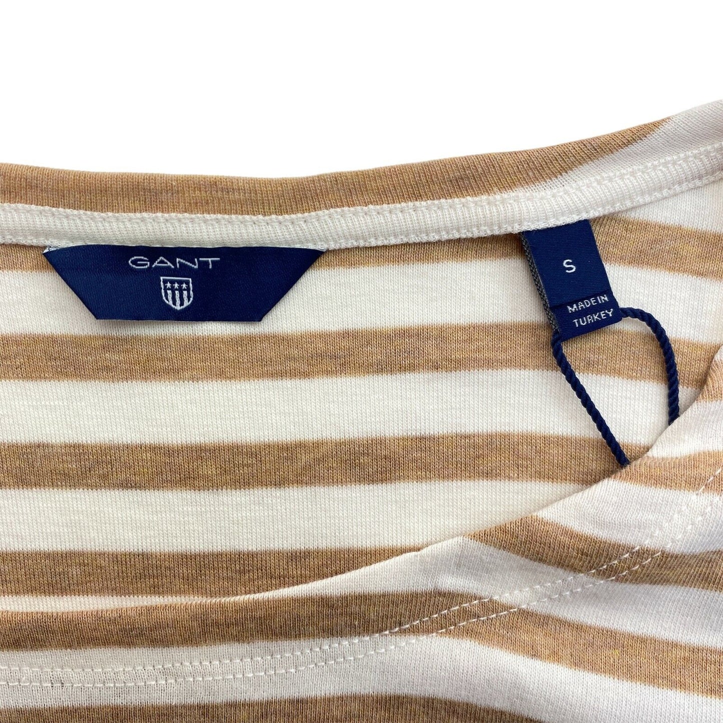 GANT Brown 1x1 Rib Striped Long Sleeves T Shirt Size S