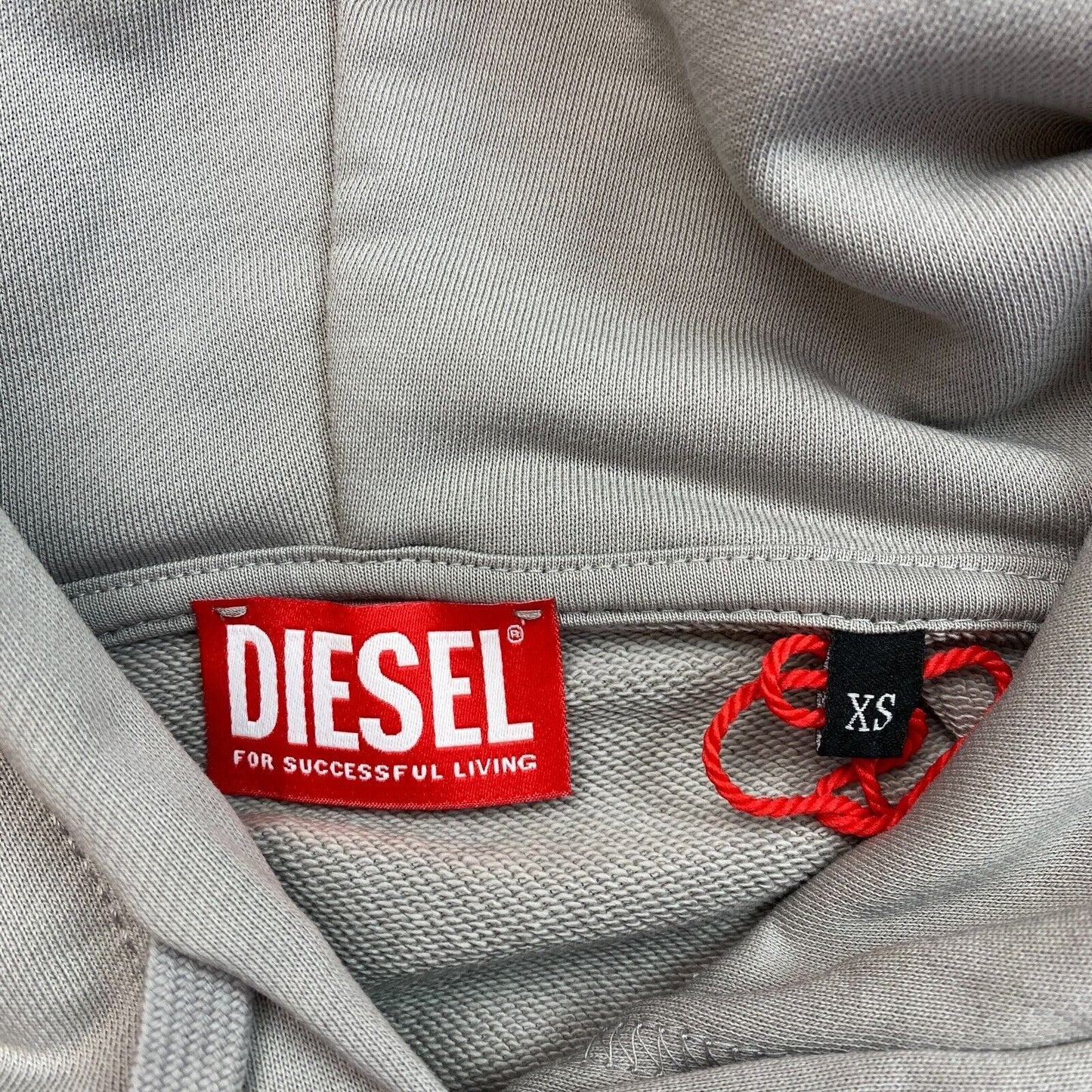 DIESEL Gris surdimensionné avec globe spirale imprimé pull à capuche pull taille XS