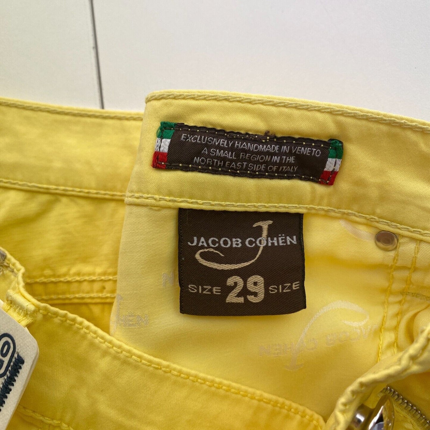 JACOB COHEN Women PW710 Yellow Slim Fit Pants Trousers Size W29 L32