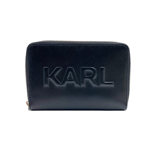 Karl Lagerfeld Black Women Zip Around Cow Leather Wallet