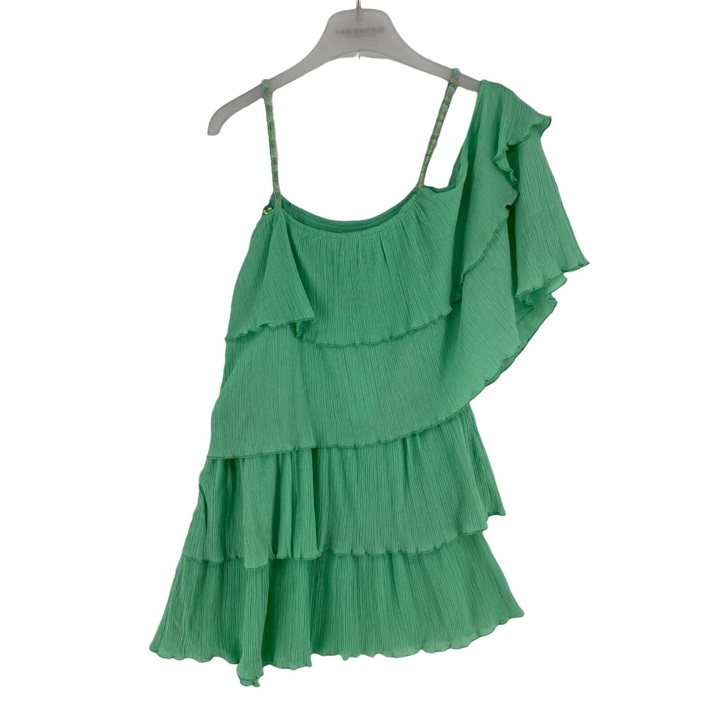 RPR €111 Chilli Pepper Green Asymmetric Shift Dress Size EU 36 UK 8 US 6