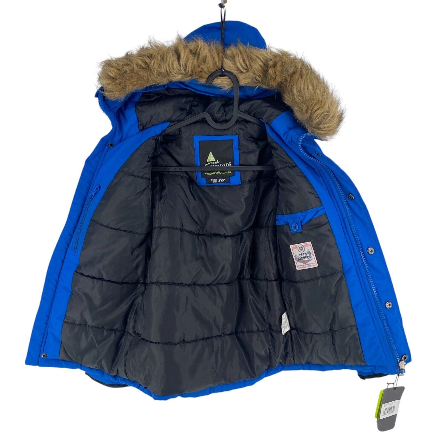 Peak Mountain Boys Blue Hooded Parka Jacket Coat Size 10 Years