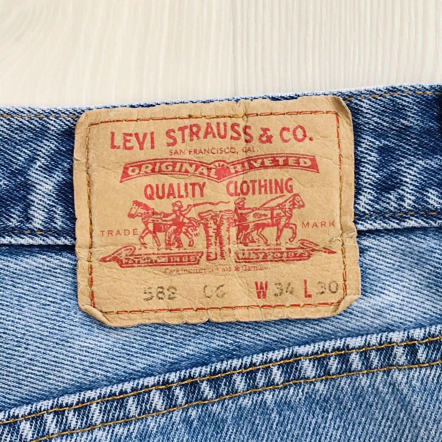 Vintage Levi's 582 06 Blue Regular Straight Fit Jeans Size W34 L30