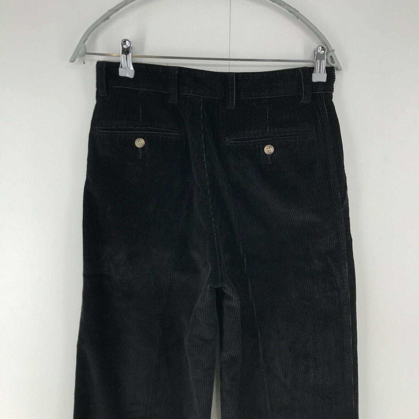 CELIO Women Black Regular Straight Fit Corduroy Trousers Size EUR 36 W28