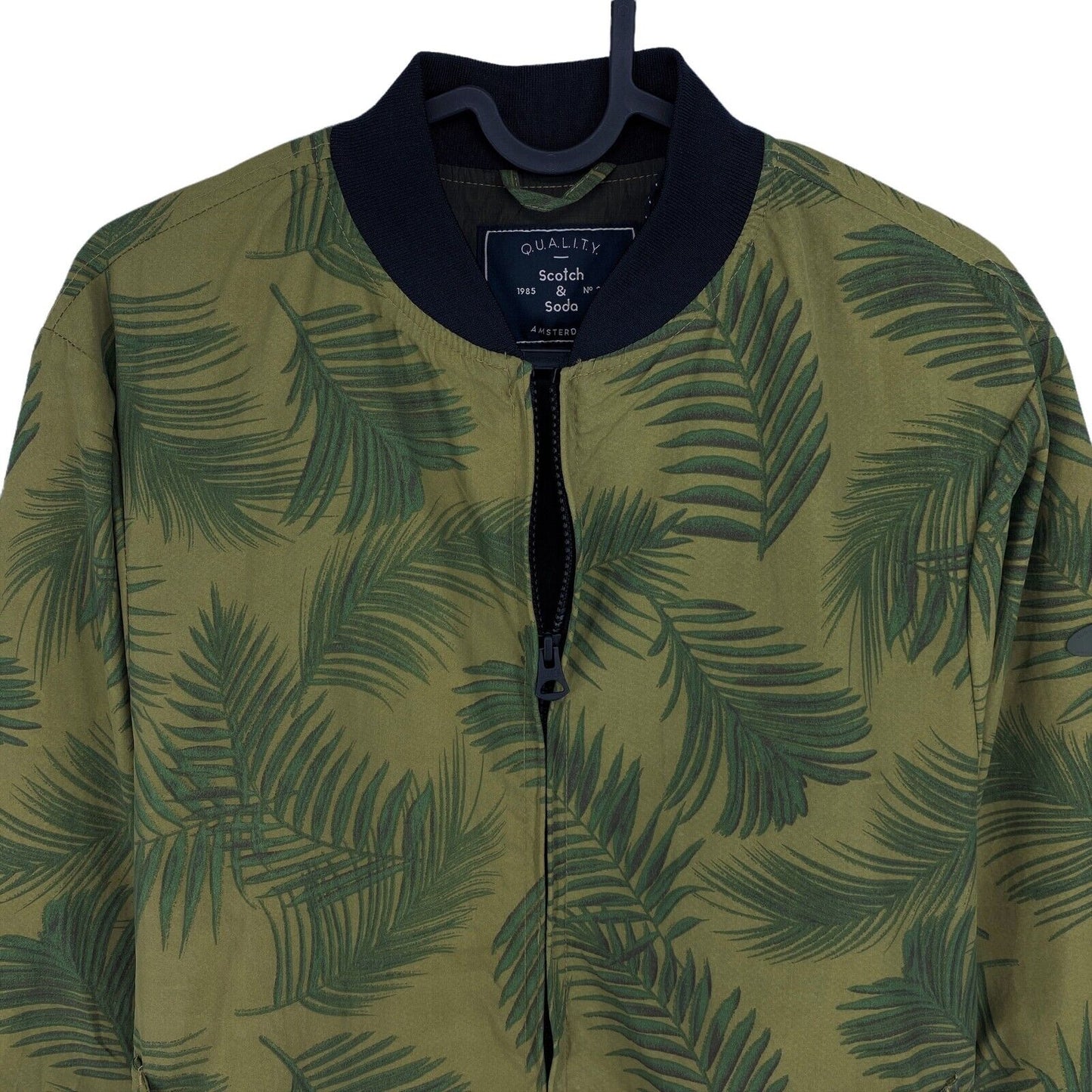 RRP €149 Scotch & Soda Dark Green Palm Leaf Print Bomber Jacket Size S M L XL