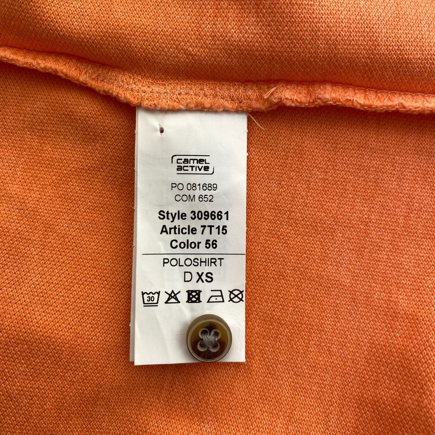 Camel Active Light Orange Pique Polo SS Shirt Size XS