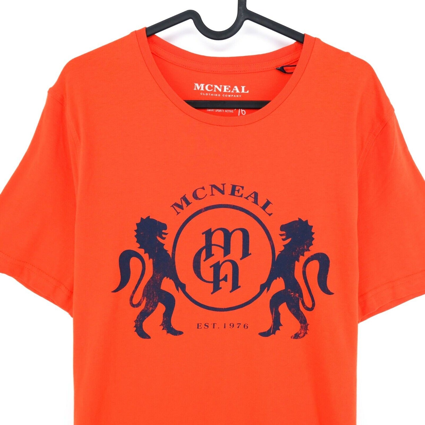 MCNEAL Orange Graphic Print Crew Neck T Shirt Size M