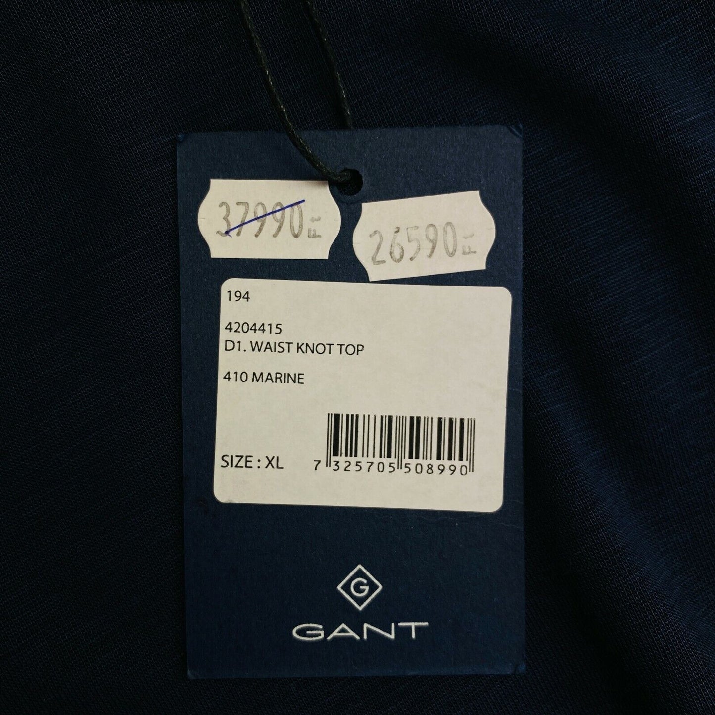 GANT Navy Blue Waist Knot Crew Neck Top Size XL